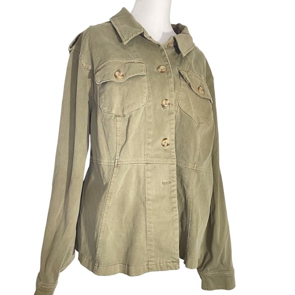 torrid Jackets & Blazers - Torrid Womens Olive Green Cotton Twill Military Field Jacket Plus Size 1 1X
